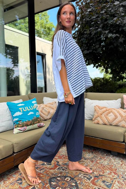 Below Deck Cheesecloth Stripe Tee White